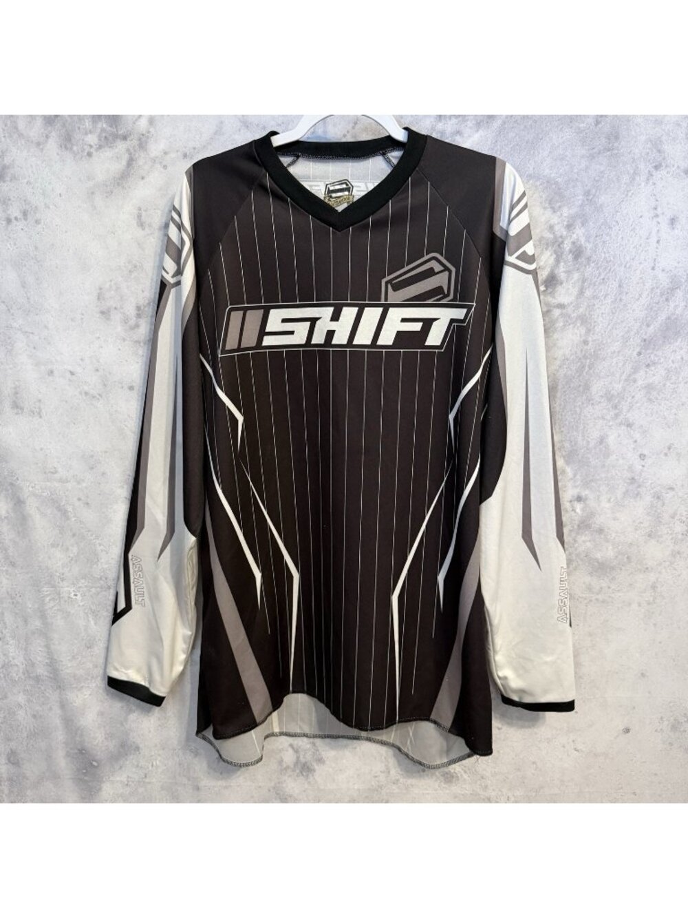 Shift Racing Rise Against Motocross Jersey XL Mens Black White Pinstripe Band MX